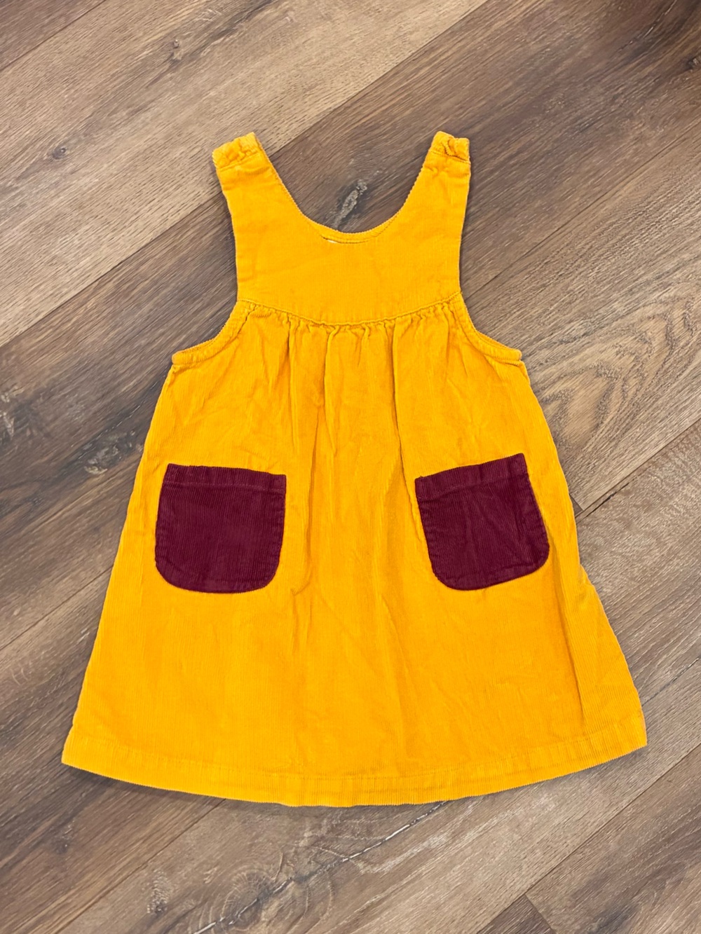 Hanna Andersson Yellow Corduroy Dress Jumper Outfit 3T (90)